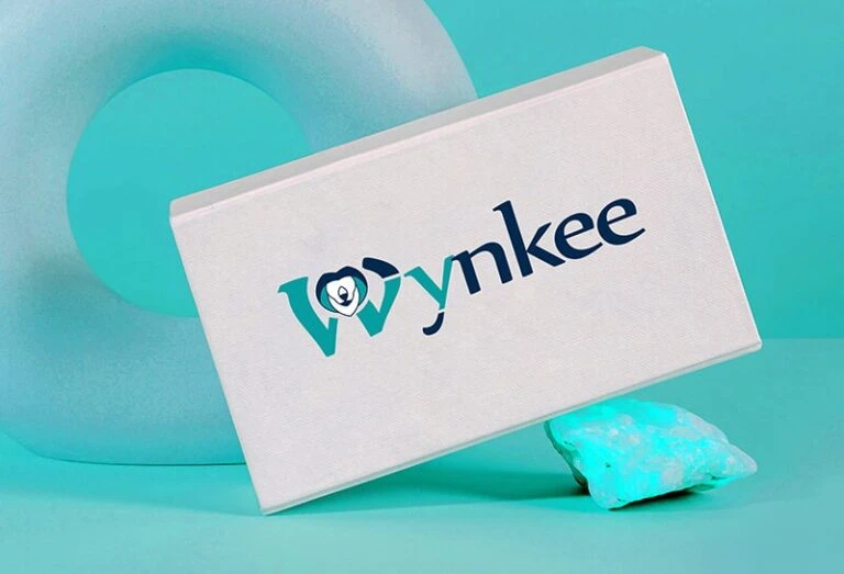 illustration box marqué " Wynkee"sur une pierre bleu